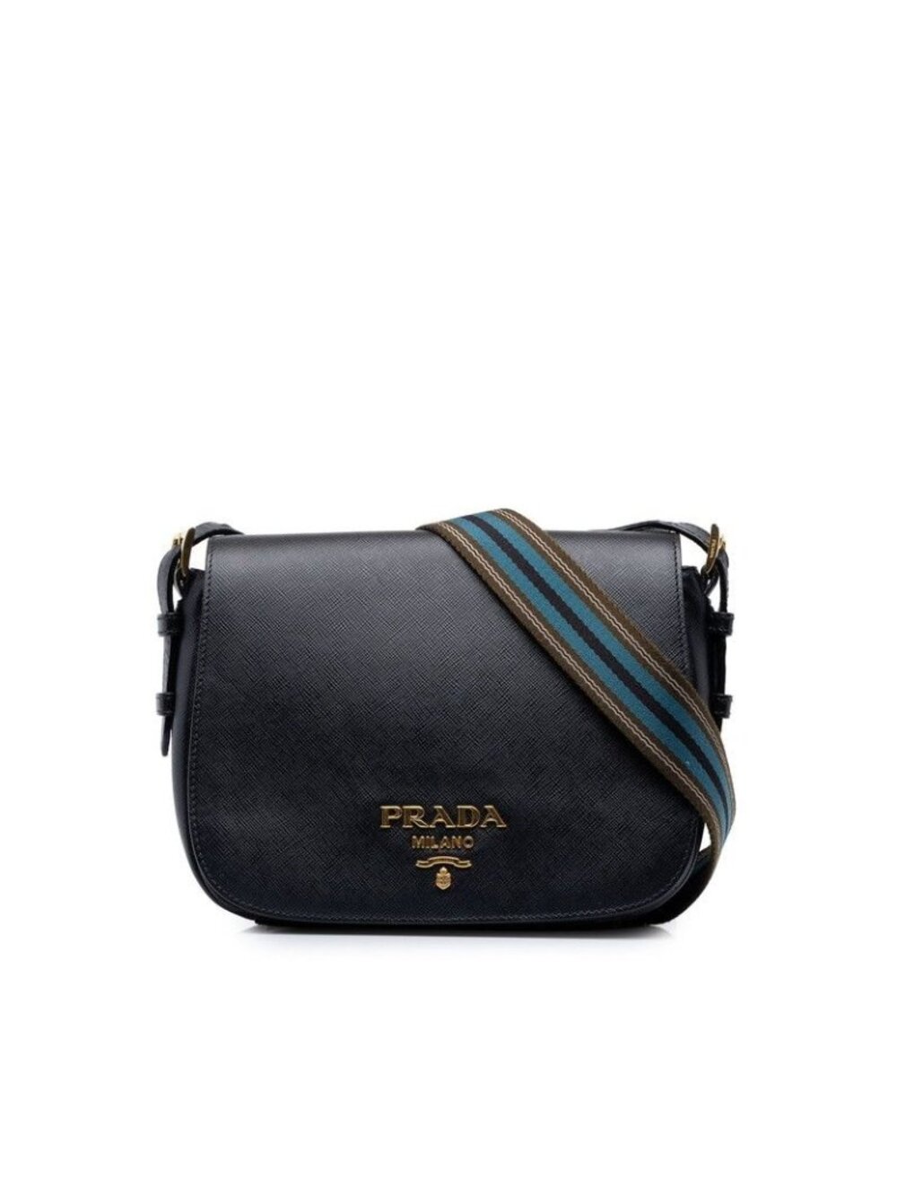 Prada Saffiano Crossbody Shoulder Bag Black Leather